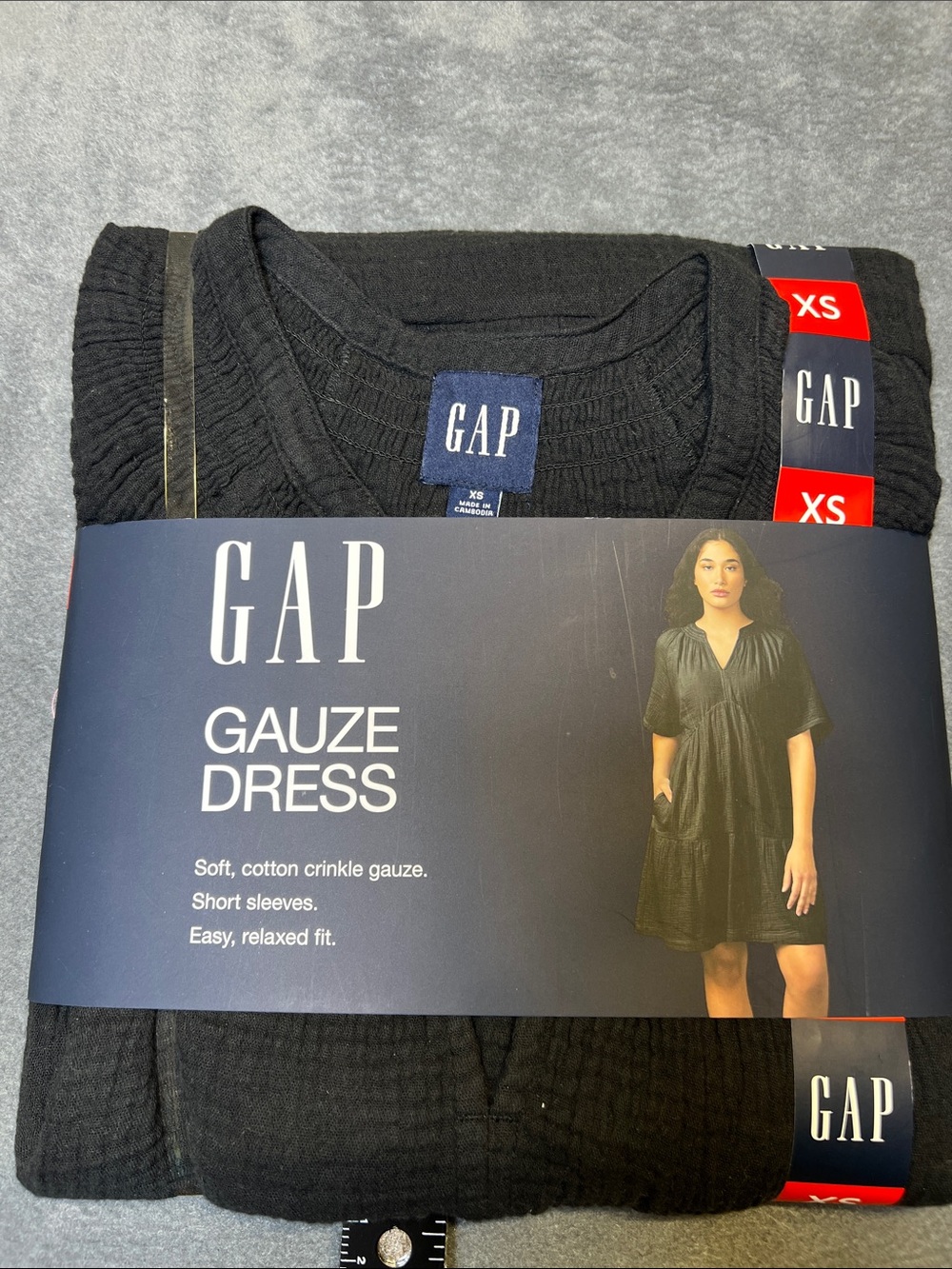 GAP Black Gauze Short Sleeve Dress